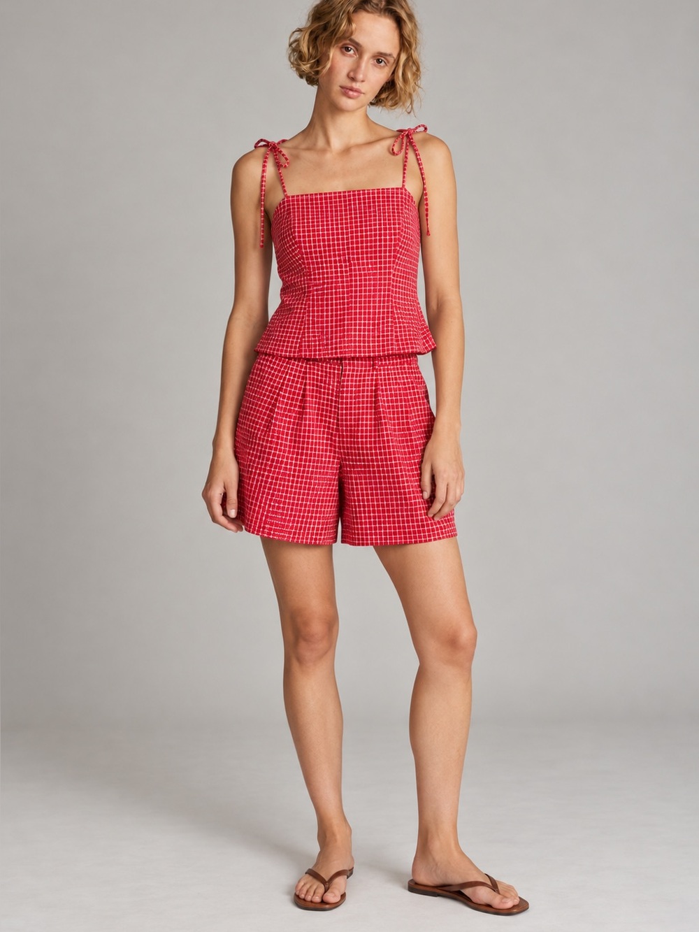 Wayf Red & White Checkered Two-Piece Set